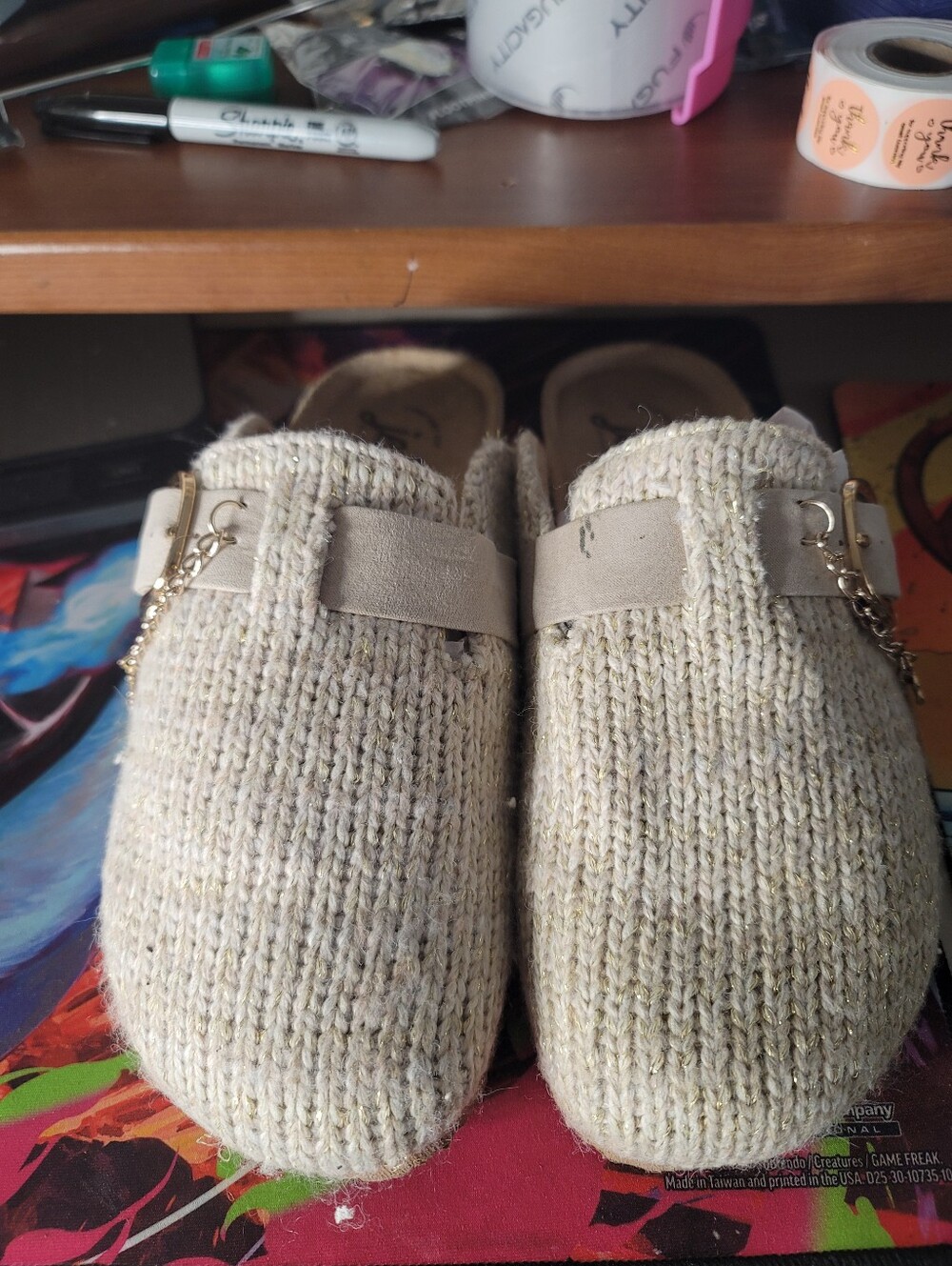 Jellypop Cream Mule Shoes With Charms Size 8.5